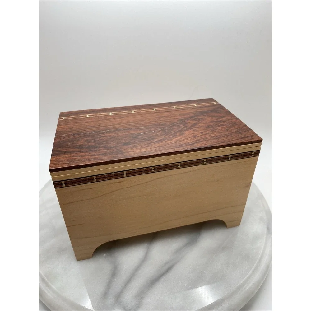 Maple Wood Trinket/Jewelry Box /Removeable Lid/ Inlay Wood 7